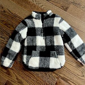 little bibsy plaid sherpa pullover sweatshirt kids size 4/5 - never worn